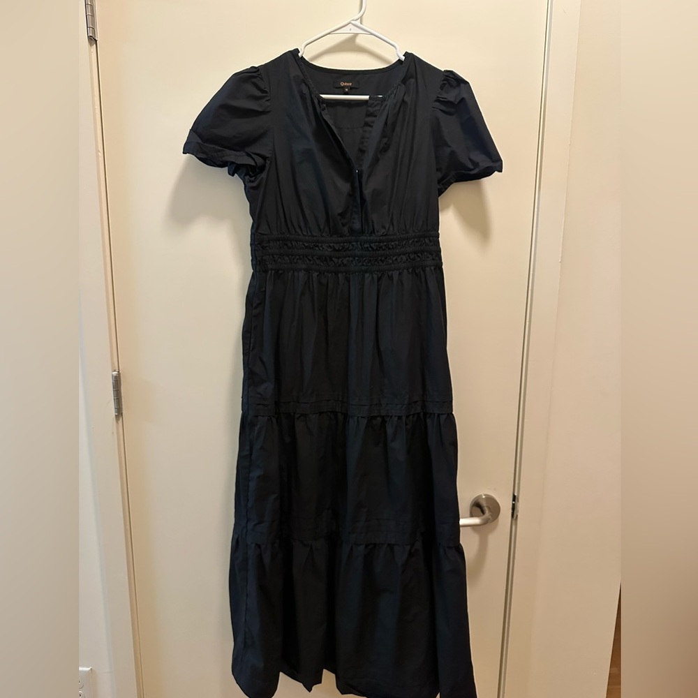 Black Women's Tiered V-Neck Dress